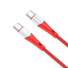 Borofone BX60R USB-C apa - USB-C apa 2.0 Adat és töltőkábel - Piros (1m) (BX60R)
