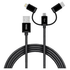 Yenkee YCU 400 USB-A apa - Micro USB/USB-C/Lightning apa 2.0 Adat és töltőkábel - Fekete (1m) (YCU 400 BK 3V1)