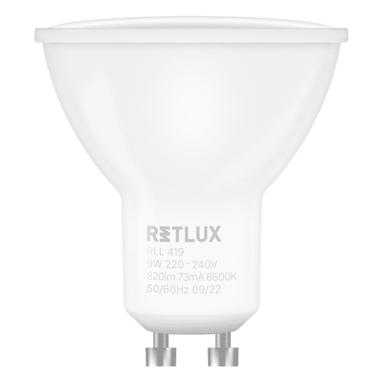 Retlux RLL 419 LED Spot izzó 9W 820lm 6500K GU10 - Természetes fehér (RLL 419)