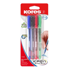 KORES K1-M Kupakos Golyóstoll készlet - 0.7 mm / vegyes színek (4 db) (37154)