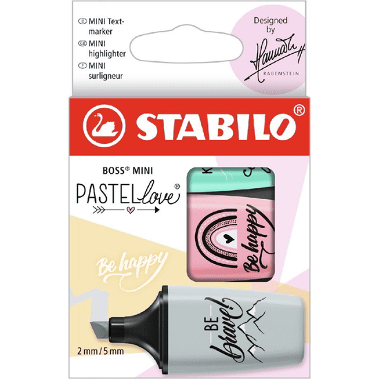 Stabilo 07/03-49 BOSS MINI Pastellove 2-5mm Szövegkiemelő készlet - Vegyes színek (3 darabos) (07/03-49)