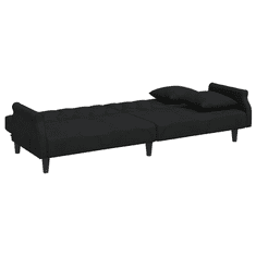Vidaxl 2 személyes fekete bársony kanapéágy párnával/lábtartóval (3216222)