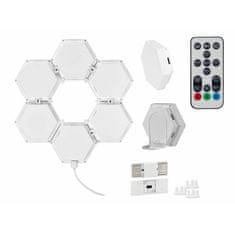 Tracer Ambience, Smart Hexagon, 9 W, Bluetooth 5.0, Wi-Fi, RGB világítás, Fehér, Gamer, Fali lámpa szett