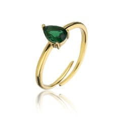 Emily Westwood Bájos aranyozott gyűrű zöld cirkónium kővel Presley EWR23063G