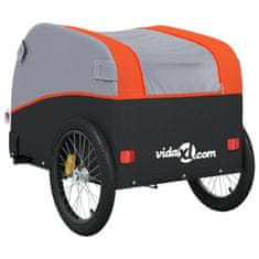 Vidaxl fekete-narancssárga vas kerékpár-utánfutó 45 kg 94152