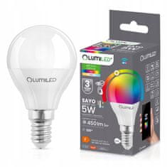 LUMILED Smart LED izzó E14 P40 5W = 40W 450lm RGB CCT + FEHÉR WIFI TUYA SMART