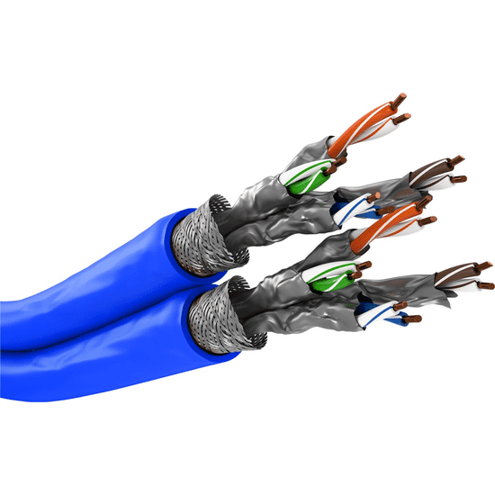 Goobay S/FTP CAT7a Duplex installációs kábel 100m - Kék (91896)