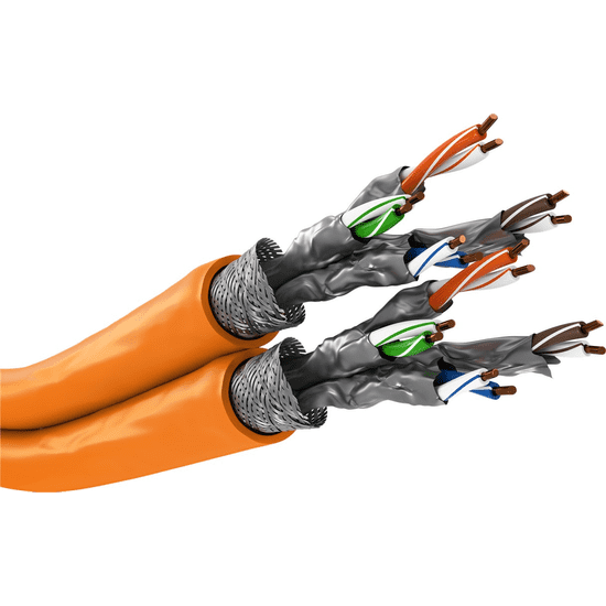 Goobay S/FTP CAT7a Duplex installációs kábel 500m - Narancssárga
