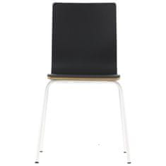 STEMA Fekete szék WERDI B, fehér porszórt kereten. Otthonnak, irodának, étteremnek és szállodának. A vödör rétegelt lemezének vastagsága hozzávetőlegesen 11 mm. A szék szilárdsági vizsgálati tanúsítvánnyal 