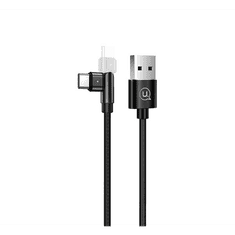 USAMS U60 adatkábel és töltő (USB - Type-C, gyorstöltés támogatás, 100cm, LED jelző, forgatható fej) FEKETE (SJ477_TYPEC_B) (SJ477_TYPEC_B)