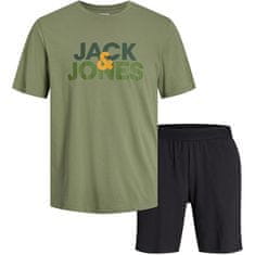Jack&Jones Férfi szett - póló és rövidnadrág JACULA Standard Fit 12255000 Oil Green (Méret M)