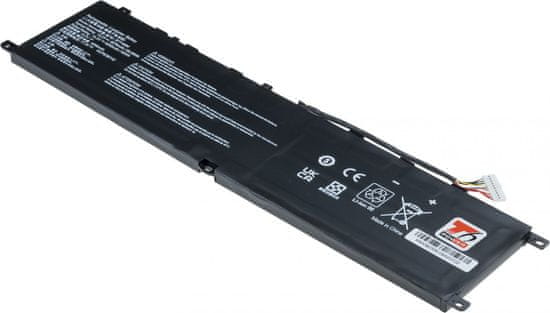 T6 power Akkumulátor MSI Creator 15 A11UG készülékhez, Li-Poly, 15,2 V, 6250 mAh (95 Wh), fekete