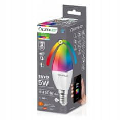 LUMILED Smart LED izzó E14 B35 5W = 40W 450lm RGB CCT + FEHÉR WIFI TUYA SMART