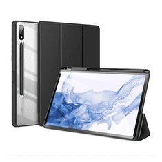 Dux Ducis Samsung Galaxy Tab S9 Plus 12.4 SM-X810 / X816B, mappa tok, Trifold, légpárnás sarok, közepesen ütésálló, S-Pen tartóval, átlátszó hátlap, Toby, fekete (RS147073)