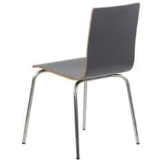 STEMA Szürke szék WERDI B, rozsdamentes acél kereten. Otthonnak, irodának, étteremnek és szállodának. A vödör rétegelt lemezének vastagsága hozzávetőlegesen 11 mm. A szék szilárdsági vizsgálati tanúsítvánny