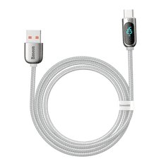 BASEUS USB-A - USB-C kábel kijelzővel 1m fehér (CATSK-02) (CATSK-02)