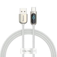 BASEUS USB-A - USB-C kábel kijelzővel 1m fehér (CATSK-02) (CATSK-02)