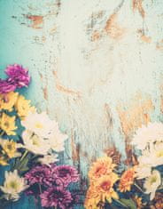 COLORAY.HU Ablak árnyékoló Virágok kék háttérrel Sötétítő redőny (gumi bevonattal) 110x140 cm