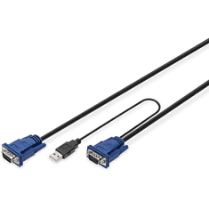 Digitus KVM-Kabel D-Sub15 -> 2xPS/2+USB+D-Sub15 St/St 5.00m (DS-19233)
