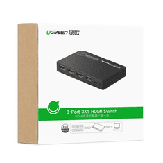 Ugreen 40234 video átalakító kábel HDMI A-típus (Standard) 3 x HDMI Fekete, Fehér (40234)