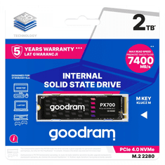 GoodRam PX700 SSD SSDPR-PX700-02T-80 SSD meghajtó M.2 2,05 TB PCI Express 4.0 3D NAND NVMe (SSDPR-PX700-02T-80)