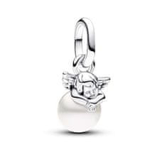 Pandora Ezüst mini medál Angyal gyönggyel ME 793108C01