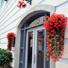 Netscroll Mesterséges virágos függő virágok, mesterséges függő virágok természetes megjelenéssel kültéri vagy beltéri használatra, teraszra, kertbe, erkélyre, folyosóra, 80cm, piros színben, HangingFlowers