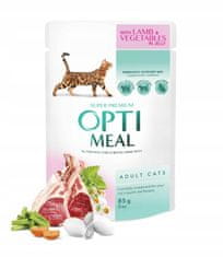 OptiMeal  nedves macskaeledel - bárányhús és zöldségek zselében 12x85 g