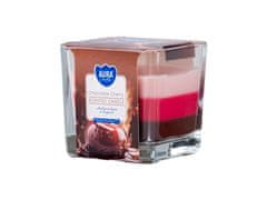 Bispol Üveg prizma 80x80 mm ~32h Csokoládé - Cseresznye három színű illatgyertya
