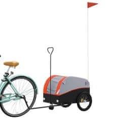 Greatstore fekete-narancssárga vas kerékpár-utánfutó 30 kg