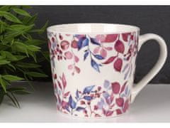 sarcia.eu Fehér porcelán bögre lila levelekkel, 400 ml