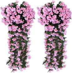 Netscroll 1+1 mesterséges függő virágok, mesterséges függő virágok természetes megjelenéssel kültéri vagy beltéri használatra,teraszra,kertbe,erkélyre,esküvőkre,folyosóra, 80cm, rózsaszín,2 darab,HangingFlowers