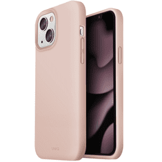 Apple iPhone 13, Szilikon tok, közepesen ütésálló, cserélhető hátsó kamera keret, Magsafe töltővel kompatibilis, Uniq Lino Hue, rózsaszín