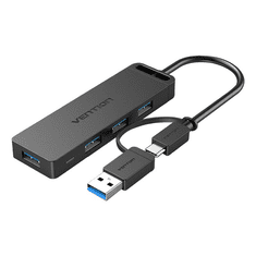 Vention CHTBB hálózati csatlakozó USB 3.2 Gen 1 (3.1 Gen 1) Type-A + Type-C 5000 Mbit/s Fekete (CHTBB)