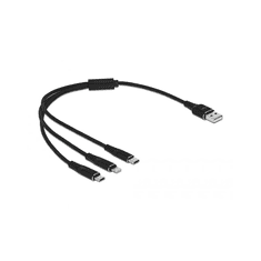 DELOCK USB-A Ladekabel Lightning/Micro USB/USB-C 30cm Black (87152)
