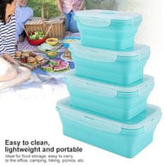 HOME & MARKER® Összecsukható szilikon tároló doboz készlet (kék), minőségi műanyag doboz amely ételhordóként is kiváló választás (4 db/készlet) | POPLATE