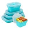 Összecsukható szilikon tároló doboz készlet (kék), minőségi műanyag doboz amely ételhordóként is kiváló választás (4 db/készlet) | POPLATE