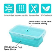 HOME & MARKER® Összecsukható szilikon tároló doboz készlet (kék), minőségi műanyag doboz amely ételhordóként is kiváló választás (4 db/készlet) | POPLATE