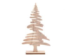 Fából készült karácsonyfa csillámokkal - természetes fényarany