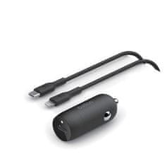 Belkin BOOSTCHARGE 30W USB-C Power Delivery PPS autós töltő + 1m USB-C Lightning kábel, fekete