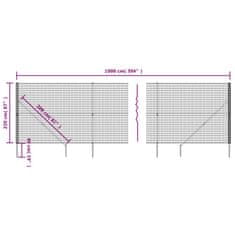 Vidaxl zöld dróthálós kerítés cövekekkel 2,2x10 m 154103