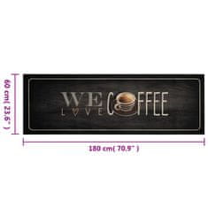 Vidaxl kávé feliratos mosható bársony konyhaszőnyeg 60 x 180 cm 4005591