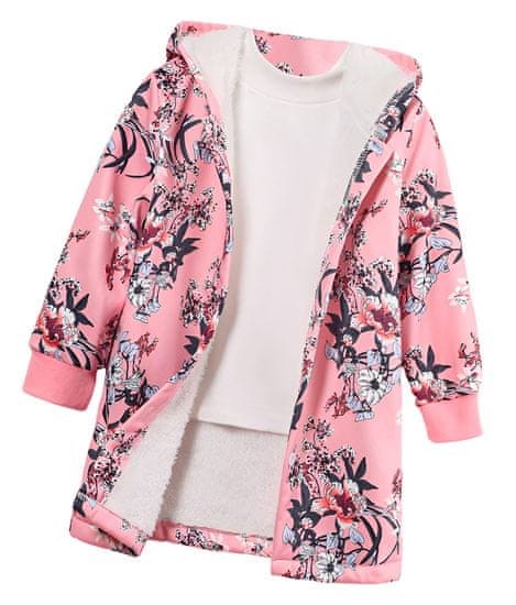 EXCELLENT Kabát béléssel és kapucnival rózsaszín méret 104 - Virágok