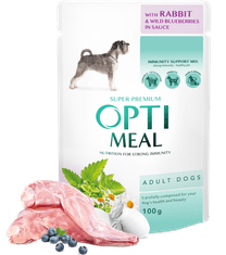 OptiMeal  nedves eledel felnőtt kutyáknak nyúllal és áfonyával 12x100g