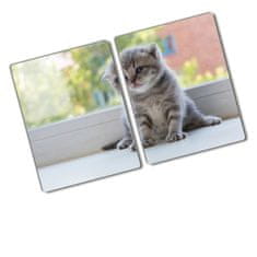 Wallmuralia.hu Üveg vágódeszka Kis macska az ablakban 2x40x52 cm