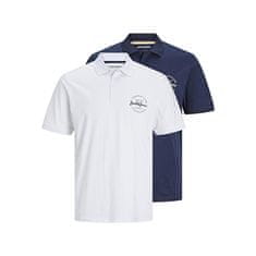 Jack&Jones 2 PACK - férfi pólóing JJFOREST Standard Fit 12256945 Navy Blazer/White (Méret L)