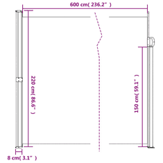 Vidaxl antracitszürke behúzható oldalsó napellenző 220 x 600 cm (4004578)