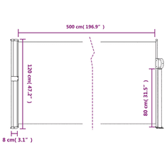 Vidaxl antracitszürke behúzható oldalsó napellenző 120 x 500 cm (4004413)