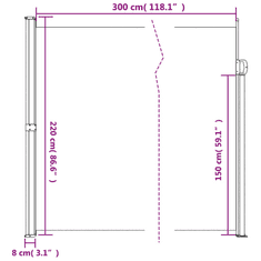 Vidaxl antracitszürke behúzható oldalsó napellenző 220 x 300 cm (4004383)