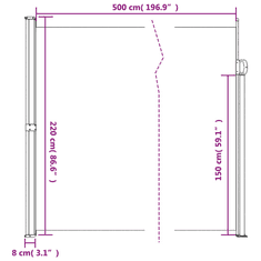 Vidaxl antracitszürke behúzható oldalsó napellenző 220 x 500 cm (4004488)
